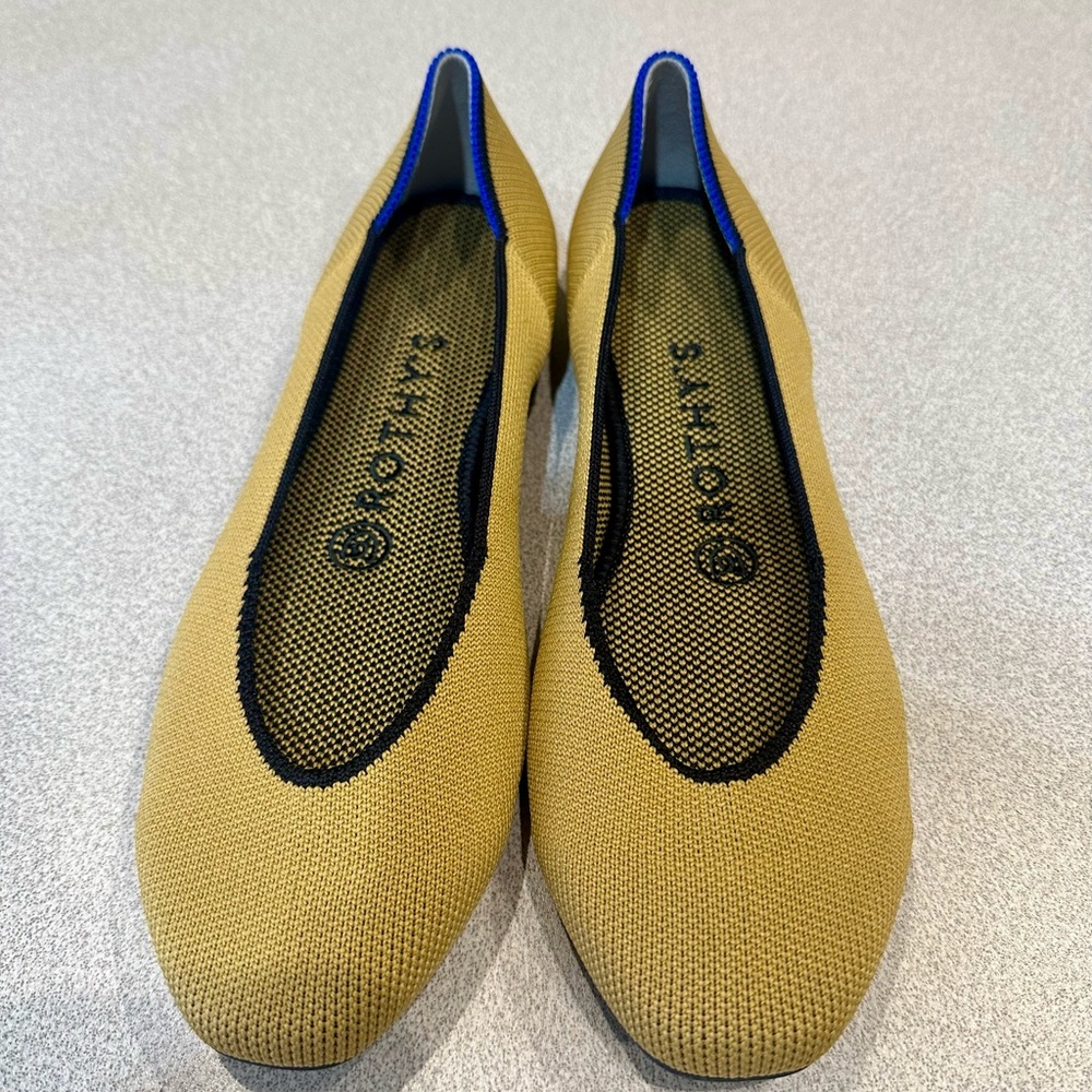 Rothy's Tan and Blue Flats